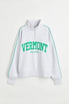 H & M - Oversized Half-zip Sweatshirt - Gray