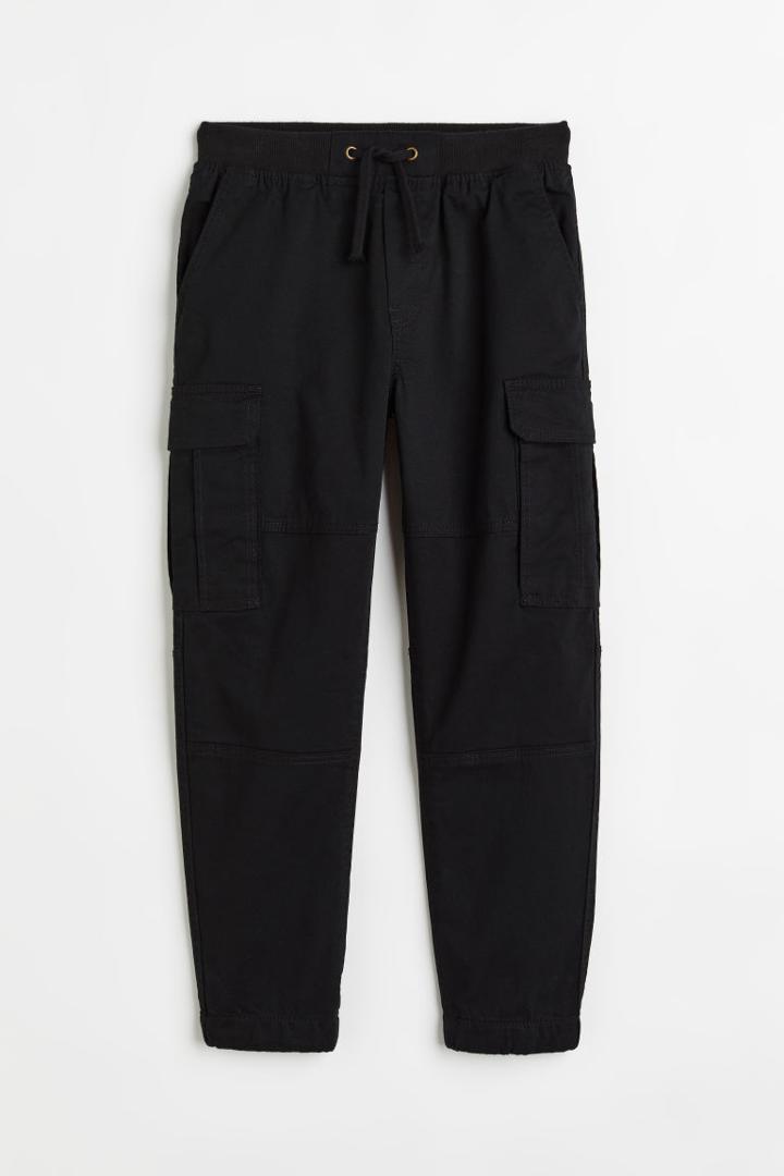H & M - Lined Cargo Joggers - Black