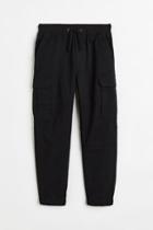 H & M - Lined Cargo Joggers - Black