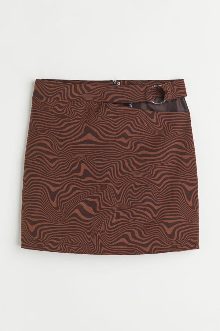 H & M - Cut-out Detail Skirt - Brown