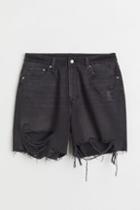 H & M - H & M+ Mom Comfort High Denim Shorts - Black