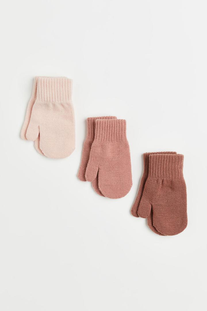 H & M - 3-pack Mittens - Orange