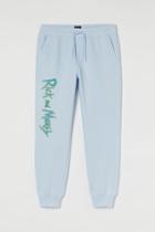 H & M - Slim Fit Printed Joggers - Blue