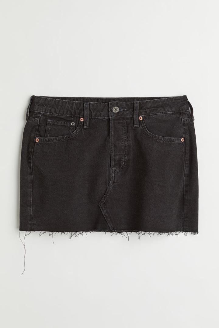 H & M - Low Waist Denim Skirt - Black