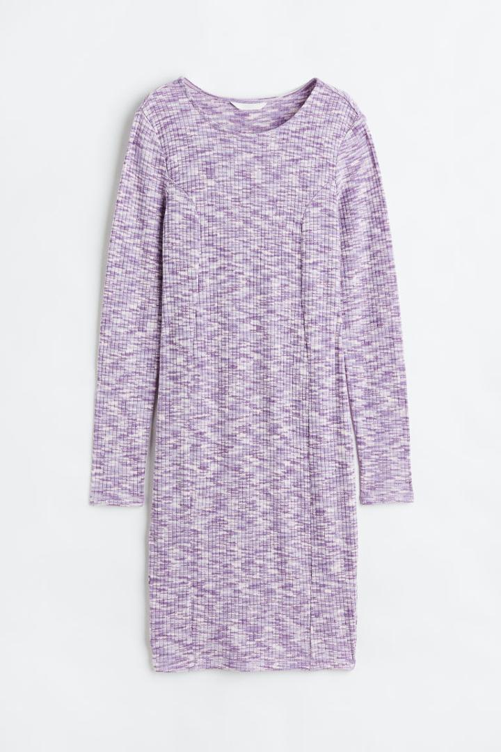 H & M - Mama Ribbed Jersey Dress - Purple