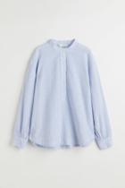 H & M - Linen-blend Anorak Shirt - Blue