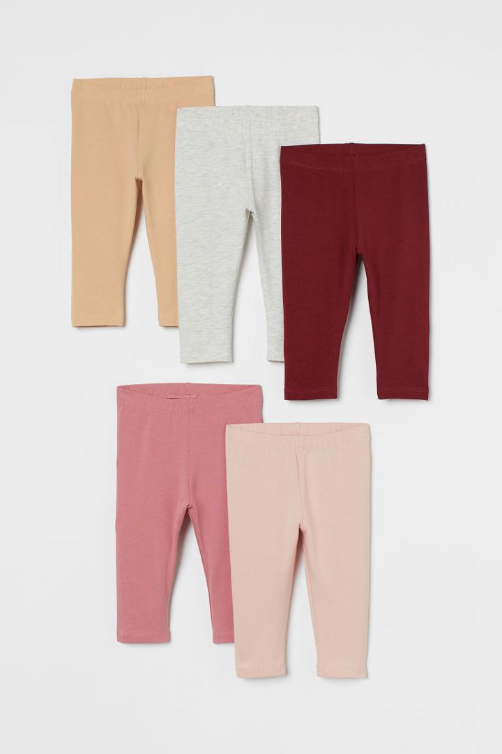 H & M - 5-pack Jersey Leggings - Red