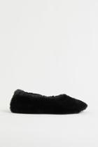 H & M - Faux Fur Indoor Slippers - Black