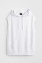H & M - Relaxed Fit Sleeveless Hoodie - White