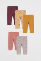 H & M - 5-pack Cotton Leggings - Purple