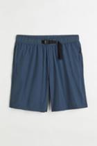 H & M - Relaxed Fit Belted Shorts - Blue