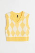 H & M - Jacquard-knit Sweater Vest - Yellow