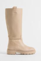 H & M - Leather Knee-high Boots - Brown