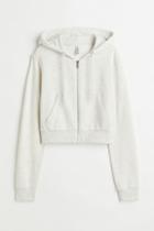 H & M - Short Hooded Sweatshirt Jacket - Gray