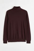 H & M - Slim Fit Fine-knit Turtleneck Sweater - Red
