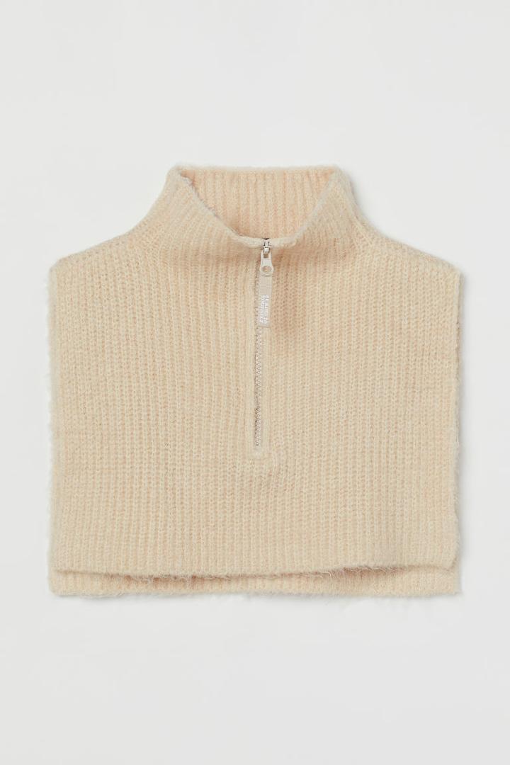 H & M - Rib-knit Turtleneck Collar - Beige