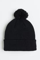 H & M - Rib-knit Pompom Hat - Black