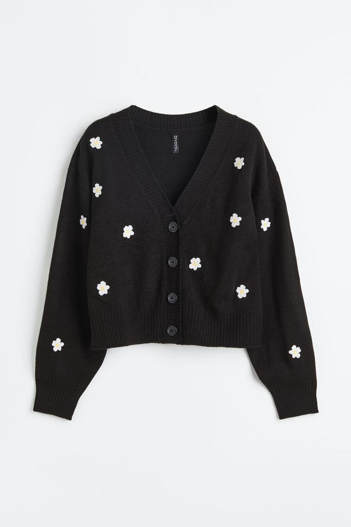 H & M - V-neck Cardigan - Black