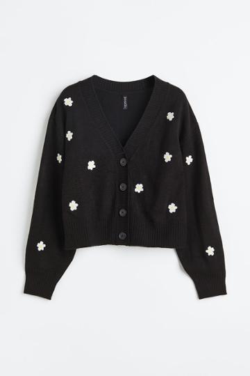 H & M - V-neck Cardigan - Black