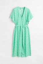 H & M - Dress With Tie Belt - Green