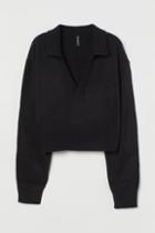 H & M - Collared Sweater - Black
