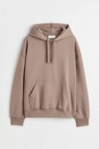 H & M - Oversized Fit Cotton Hoodie - Brown