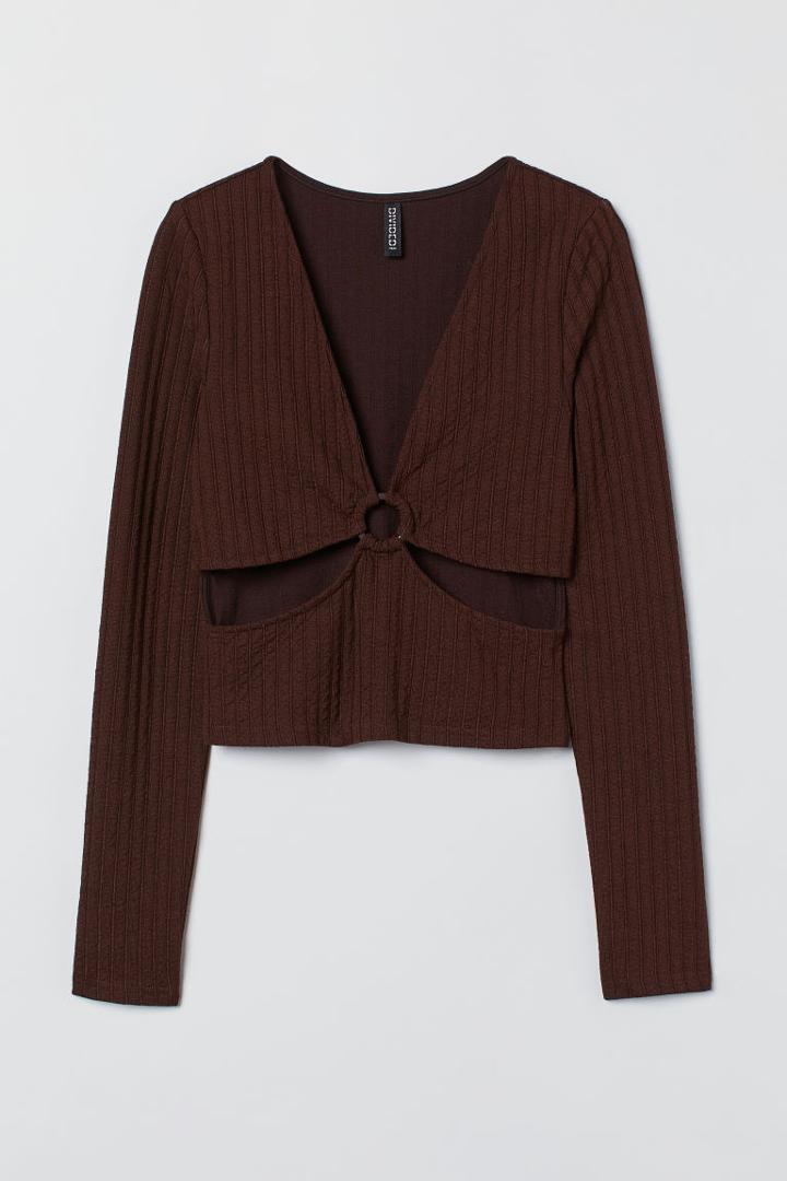 H & M - Cut-out Top - Brown