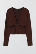 H & M - Cut-out Top - Brown