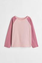 H & M - Long-sleeved Cotton Top - Pink