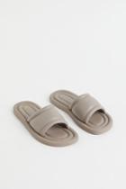 H & M - Faux Leather Slides - Brown