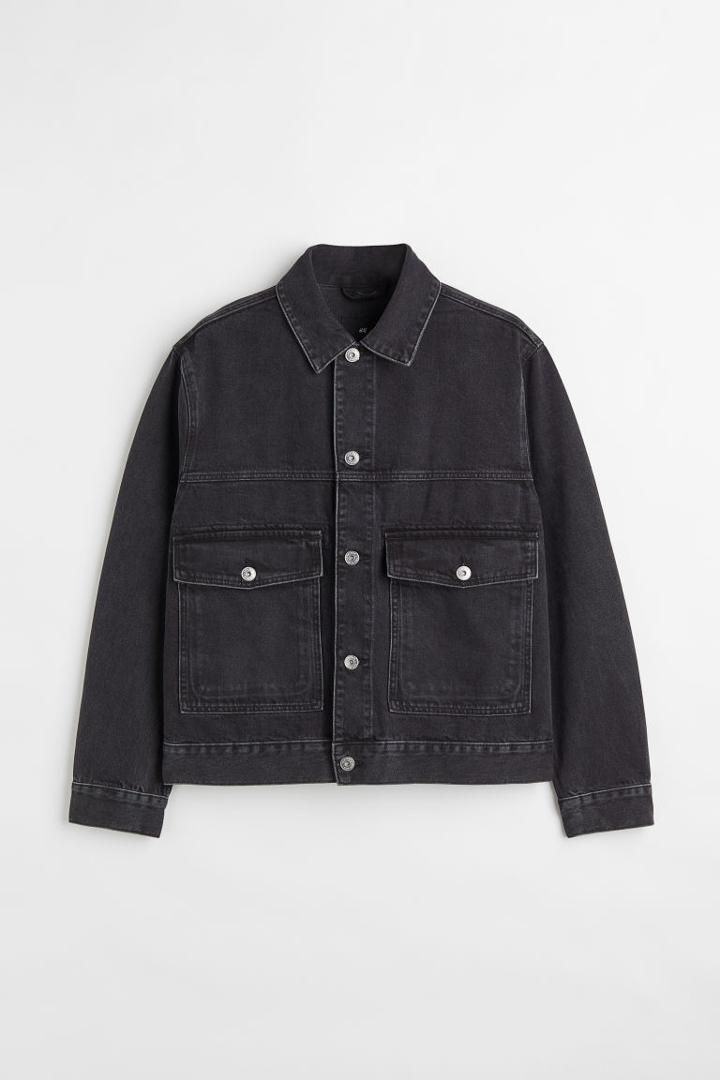 H & M - Boxy Denim Jacket - Black