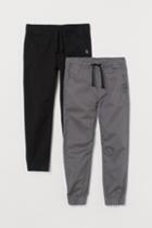 H & M - 2-pack Twill Joggers - Black