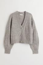 H & M - Bead-detail Knit Cardigan - Gray