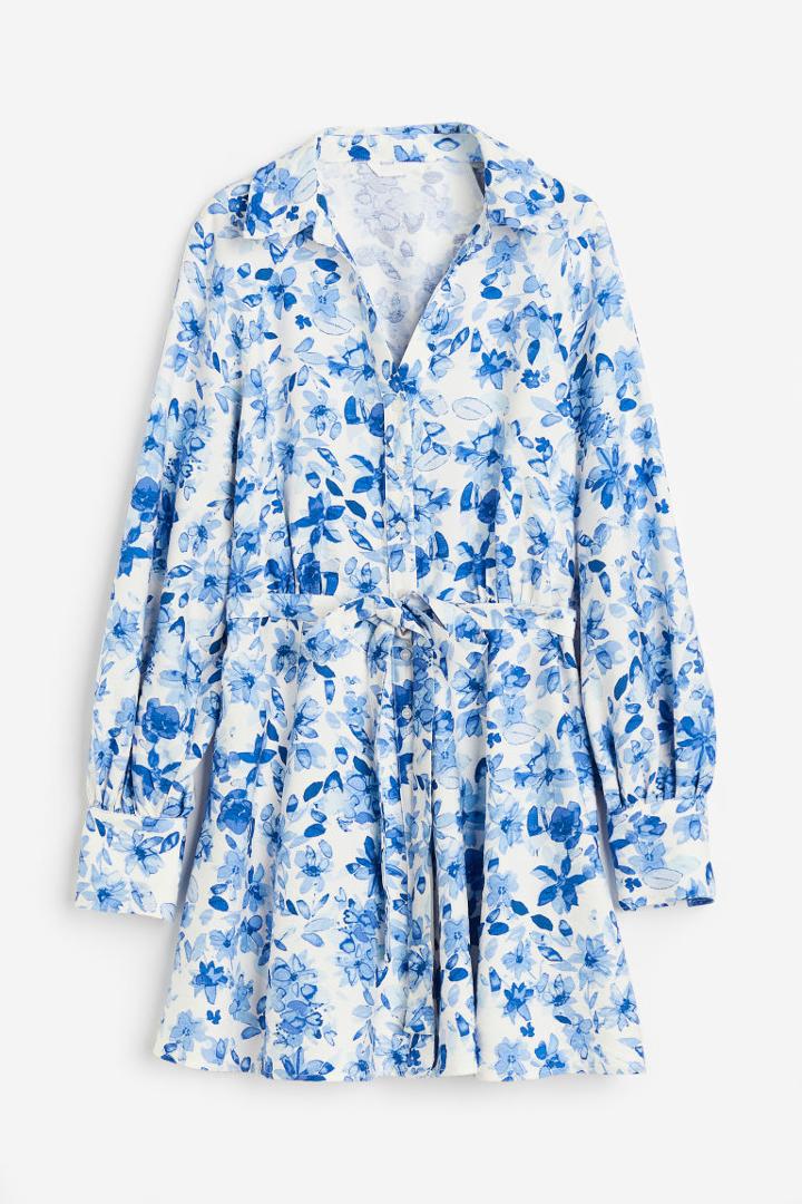H & M - Tie-belt Dress - White