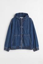H & M - Relaxed Fit Hooded Denim Jacket - Blue