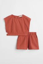 H & M - 2-piece Top And Shorts Set - Orange