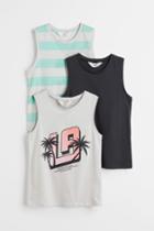 H & M - 3-pack Jersey Tank Tops - Brown