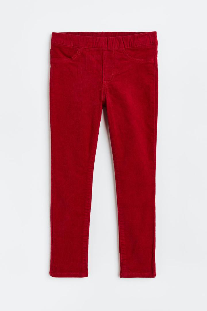 H & M - Corduroy Treggings - Red