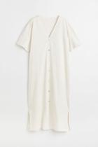 H & M - Button-front Jersey Dress - White