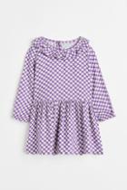 H & M - Patterned Ruffled Dress - Purple