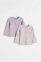 H & M - 2-pack Long-sleeved Tops - Gray