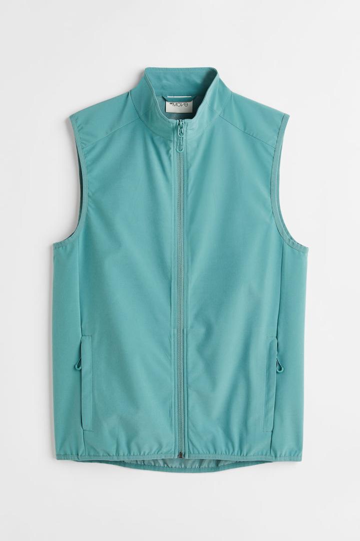 H & M - Regular Fit Water-repellent Running Vest - Turquoise