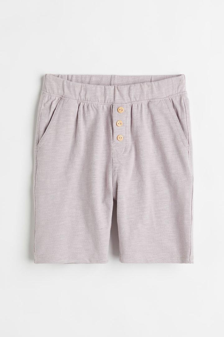 H & M - Slub Cotton Shorts - Purple