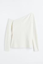 H & M - One-shoulder Long-sleeved Top - White