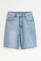 H & M - Wide Bermuda High Waist Shorts - Blue