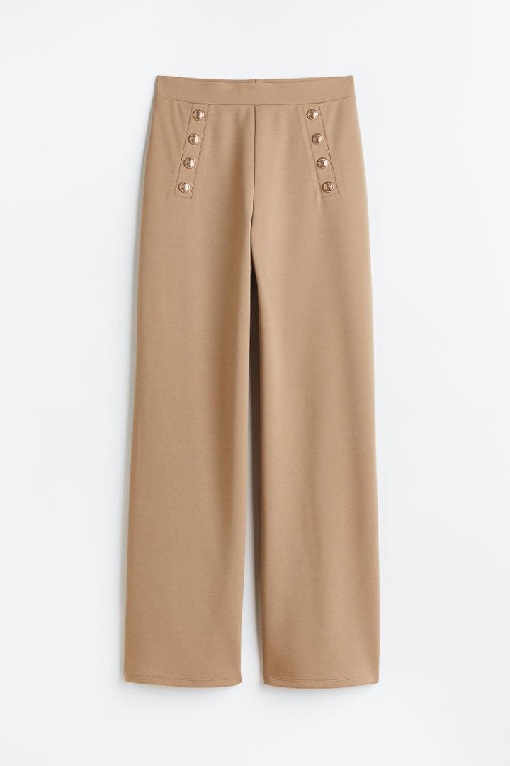 H & M - Button-front Pants - Beige