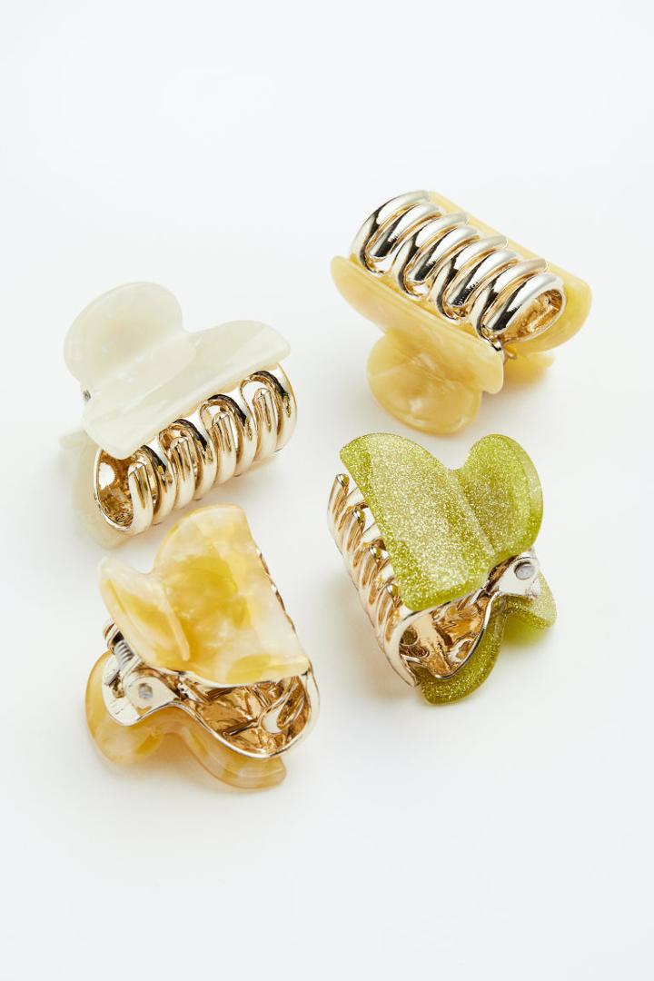 H & M - 4-pack Hair Claws - Green