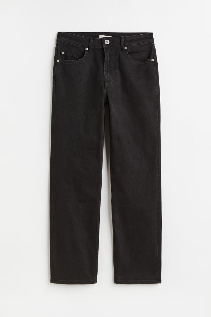 H & M - Straight Regular Ankle Jeans - Black