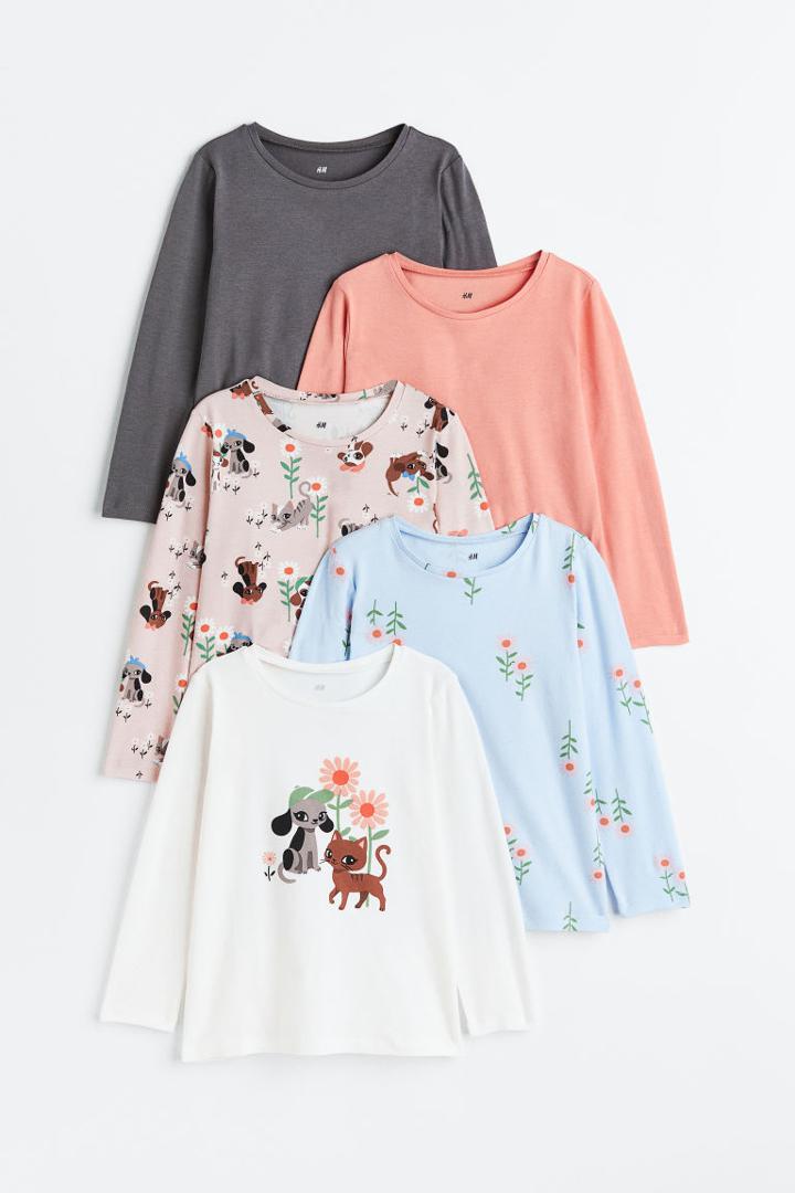 H & M - 5-pack Jersey Tops - White