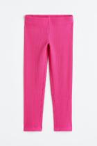 H & M - Ribbed Cotton Leggings - Pink